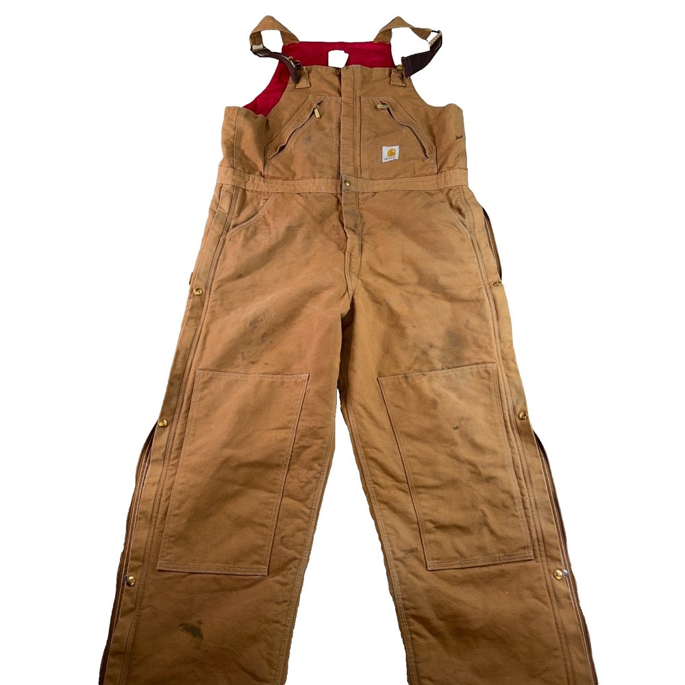 Carhartt R38 BRN Brown Duck Bib Overalls Quilt Lined USA Workwear 40x32